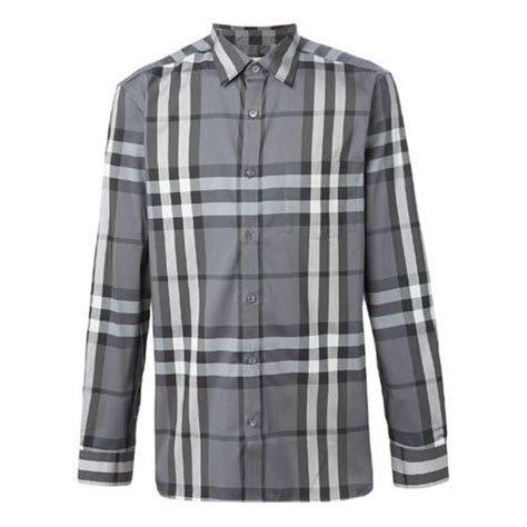 Burberry Plaid Long Sleeve Shirt 'Grey' 39835371 